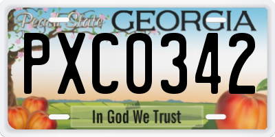 GA license plate PXC0342
