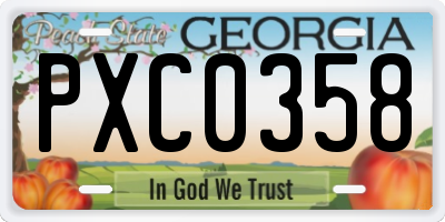 GA license plate PXC0358