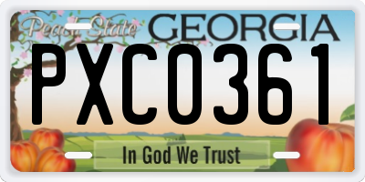 GA license plate PXC0361