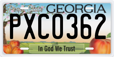 GA license plate PXC0362