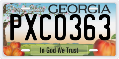 GA license plate PXC0363