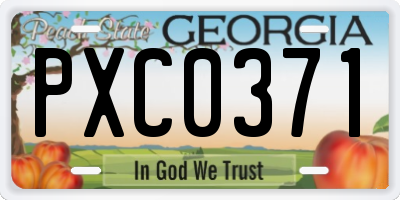 GA license plate PXC0371