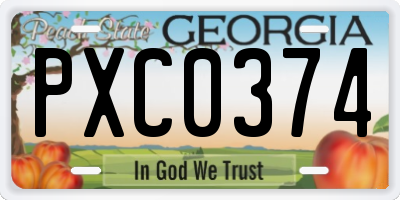 GA license plate PXC0374