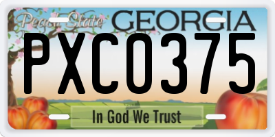 GA license plate PXC0375