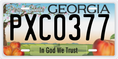 GA license plate PXC0377
