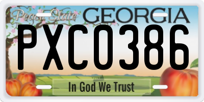 GA license plate PXC0386