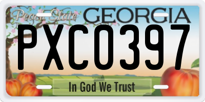 GA license plate PXC0397