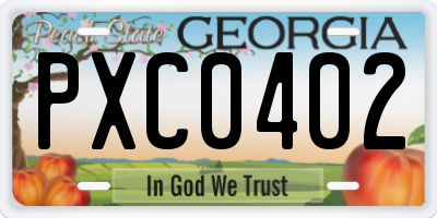GA license plate PXC0402