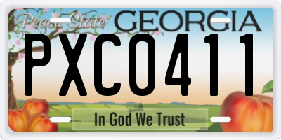 GA license plate PXC0411
