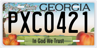 GA license plate PXC0421