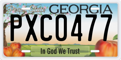 GA license plate PXC0477