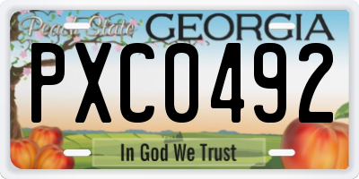 GA license plate PXC0492