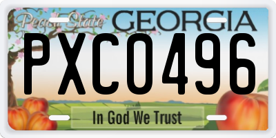 GA license plate PXC0496