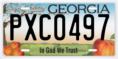 GA license plate PXC0497