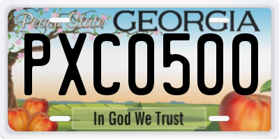 GA license plate PXC0500