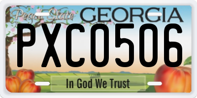 GA license plate PXC0506