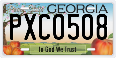 GA license plate PXC0508