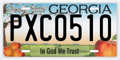 GA license plate PXC0510