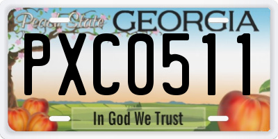 GA license plate PXC0511