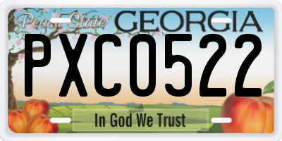 GA license plate PXC0522