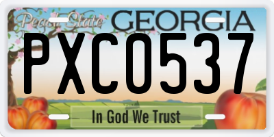 GA license plate PXC0537