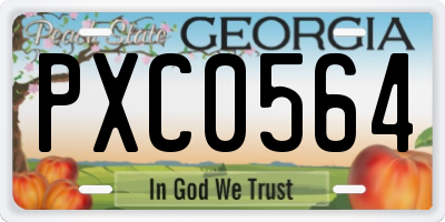 GA license plate PXC0564