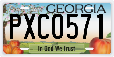 GA license plate PXC0571