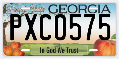 GA license plate PXC0575