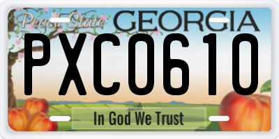 GA license plate PXC0610