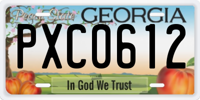 GA license plate PXC0612