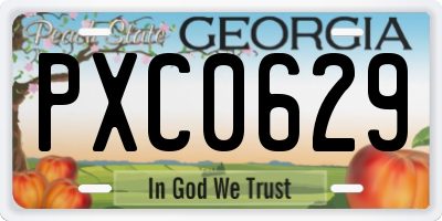 GA license plate PXC0629