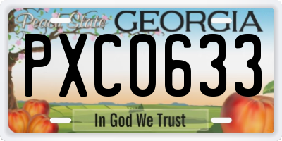 GA license plate PXC0633