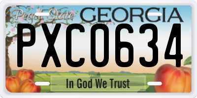 GA license plate PXC0634