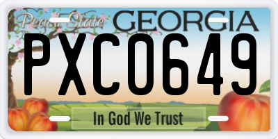 GA license plate PXC0649