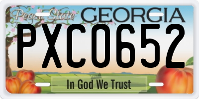 GA license plate PXC0652