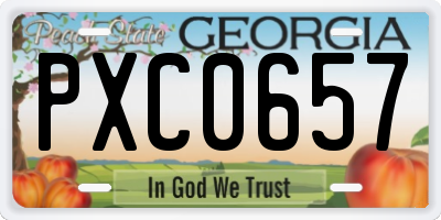 GA license plate PXC0657