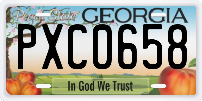 GA license plate PXC0658