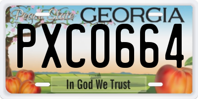 GA license plate PXC0664