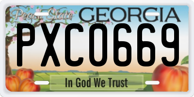 GA license plate PXC0669