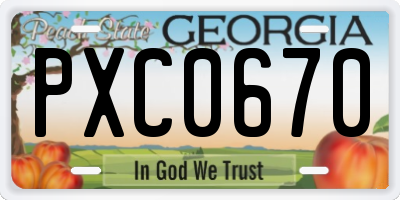 GA license plate PXC0670