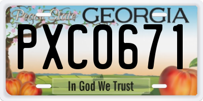 GA license plate PXC0671