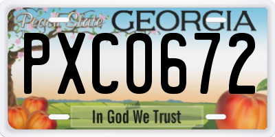 GA license plate PXC0672