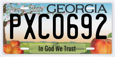 GA license plate PXC0692