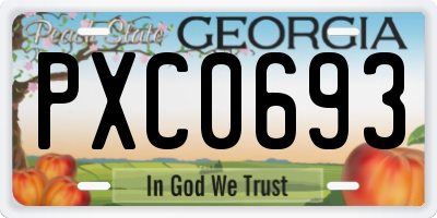 GA license plate PXC0693