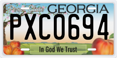 GA license plate PXC0694