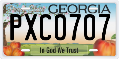 GA license plate PXC0707