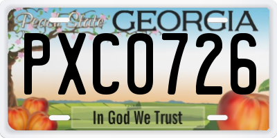 GA license plate PXC0726