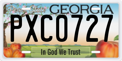 GA license plate PXC0727