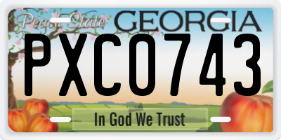 GA license plate PXC0743