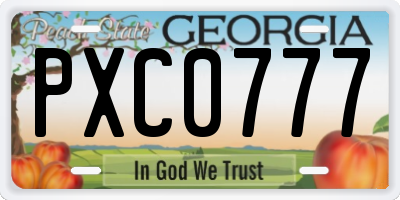 GA license plate PXC0777